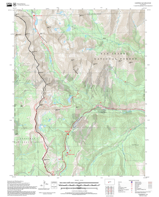 2025 Forest Service Topo Map of Garfield Colorado