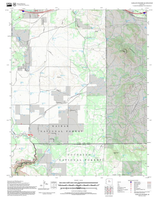 2025 Forest Service Topo Map of Garland Prairie Arizona