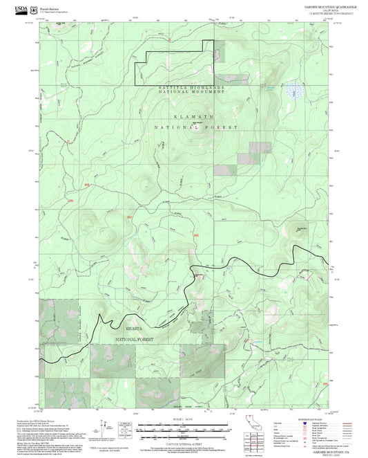 2025 Forest Service Topo Map of Garner Mountain California