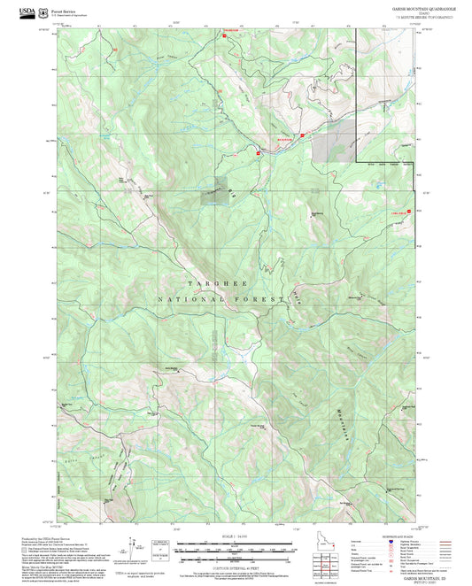 2025 Forest Service Topo Map of Garns Mountain Idaho