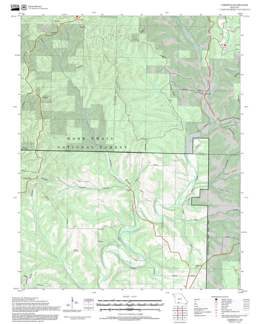 2025 Forest Service Topo Map of Garrison Missouri