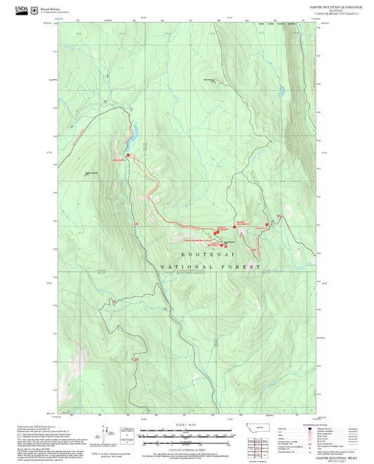 2025 Forest Service Topo Map of Garver Mountain Montana