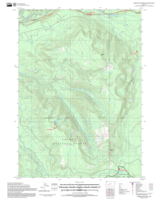 2025 Forest Service Topo Map of Garwood Butte Oregon