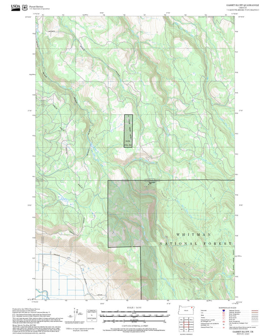 2025 Forest Service Topo Map of Gasset Bluff Oregon