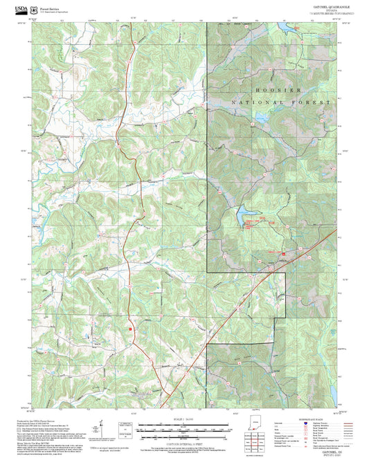 2025 Forest Service Topo Map of Gatchel Indiana
