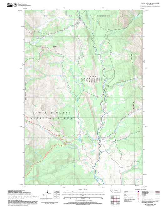 2025 Forest Service Topo Map of Gates Park Montana