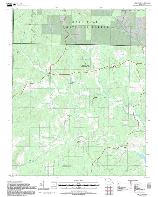 2025 Forest Service Topo Map of Gatewood Missouri