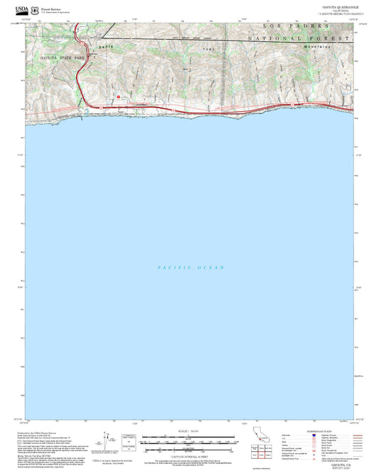2025 Forest Service Topo Map of Gaviota California