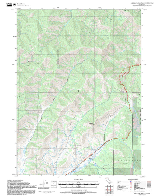 2025 Forest Service Topo Map of Gazelle Mountain California