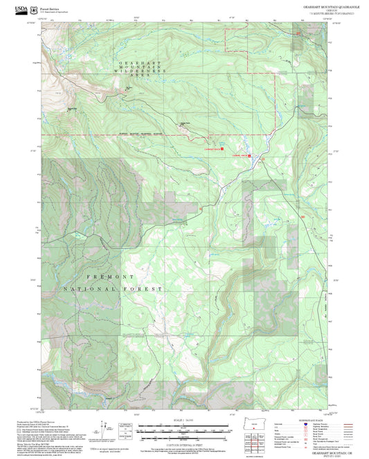 2025 Forest Service Topo Map of Gearhart Mountain Oregon