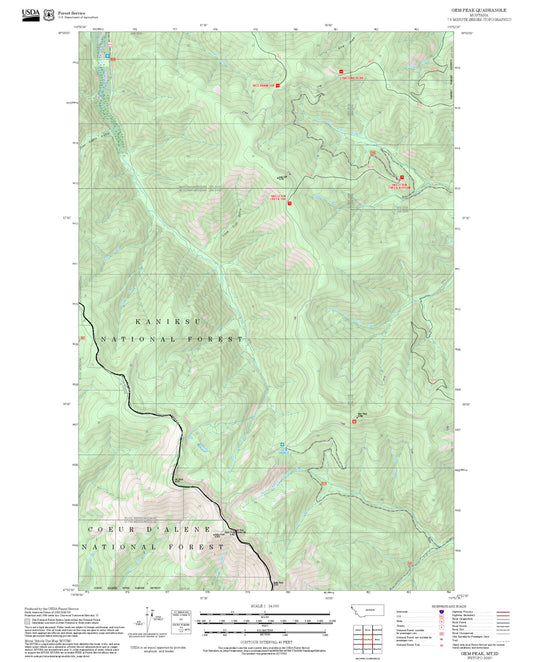 2025 Forest Service Topo Map of Gem Peak Montana