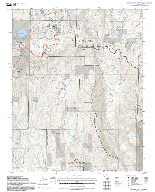 2025 Forest Service Topo Map of General Grant Grove California