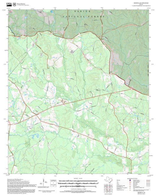 2025 Forest Service Topo Map of Geneva Texas