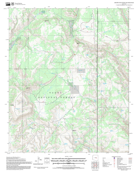 2025 Forest Service Topo Map of Gentry Mountain Arizona