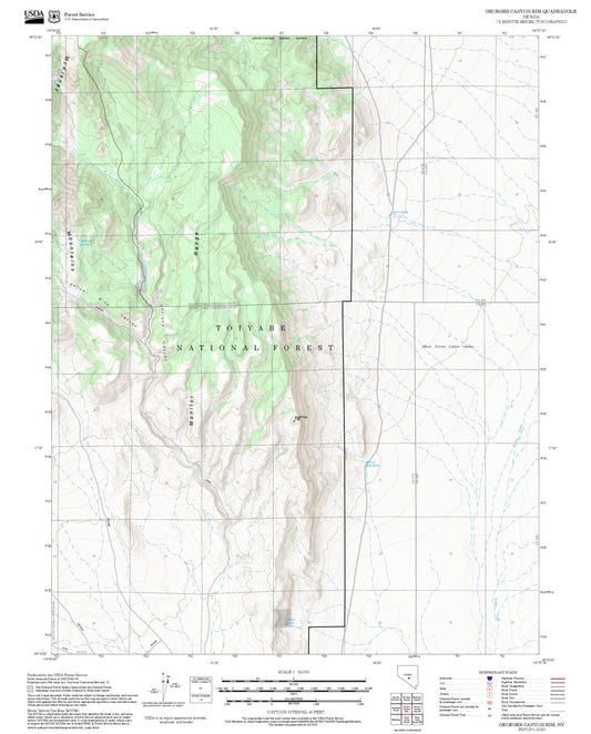 2025 Forest Service Topo Map of Georges Canyon Rim Nevada