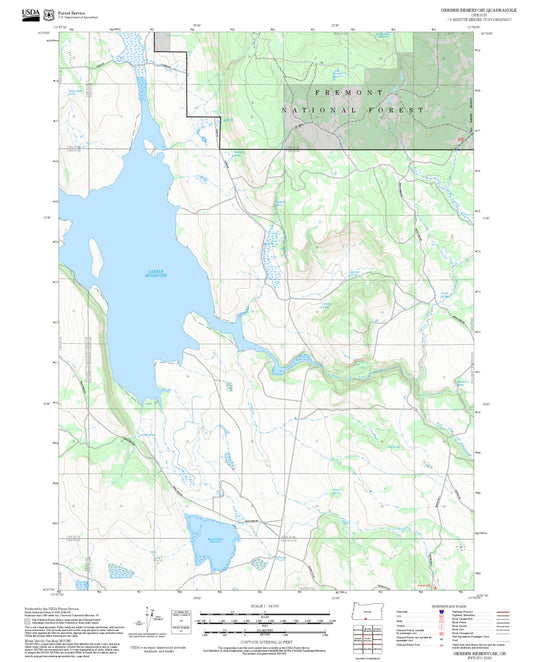 2025 Forest Service Topo Map of Gerber Reservoir Oregon