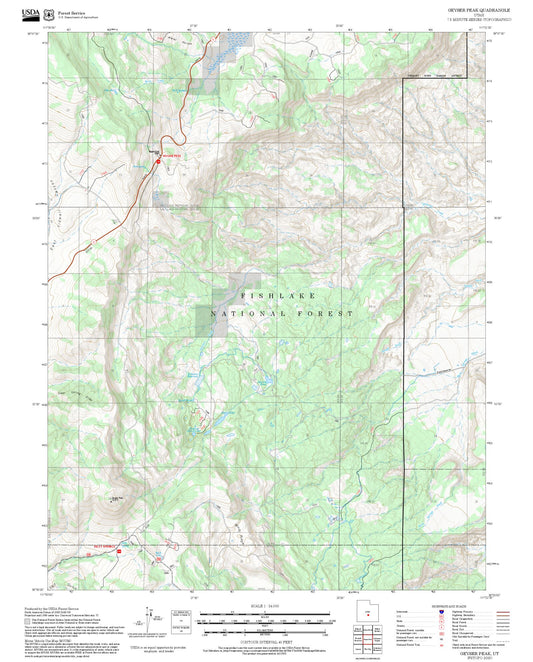 2025 Forest Service Topo Map of Geyser Peak Utah
