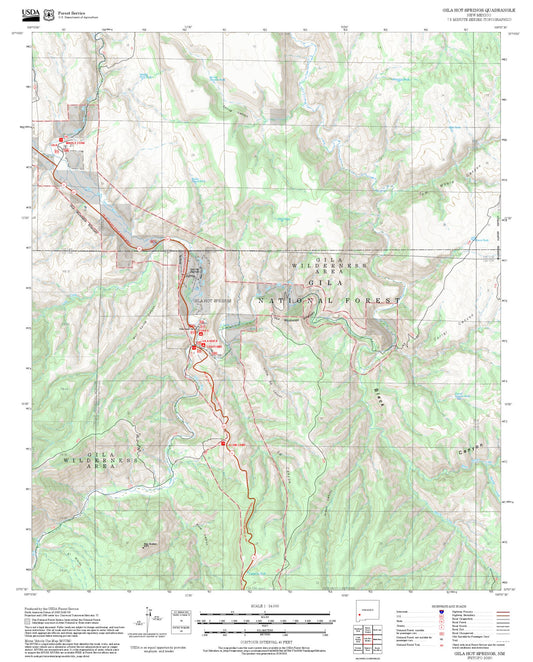 2025 Forest Service Topo Map of Gila Hot Springs New Mexico