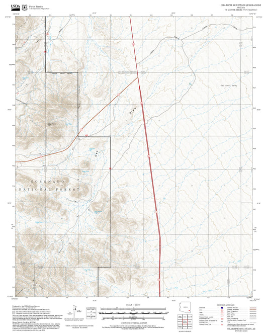 2025 Forest Service Topo Map of Gillespie Mountain Arizona