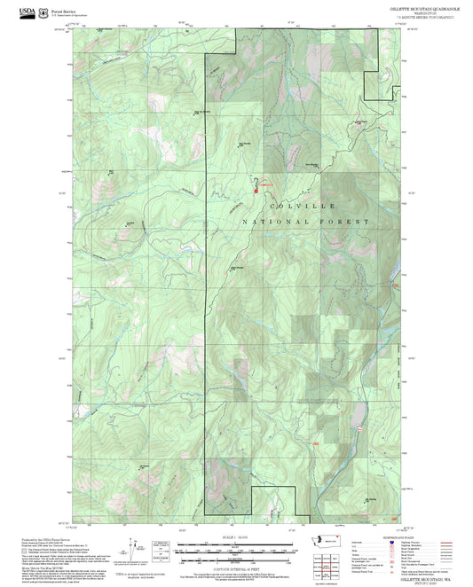 2025 Forest Service Topo Map of Gillette Mountain Washington