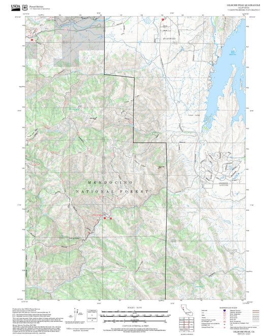 2025 Forest Service Topo Map of Gilmore Peak California