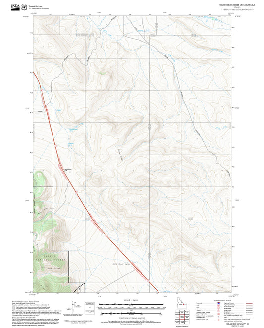 2025 Forest Service Topo Map of Gilmore Summit Idaho