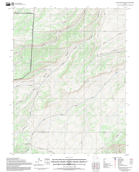 2025 Forest Service Topo Map of Gilsonite Draw Utah
