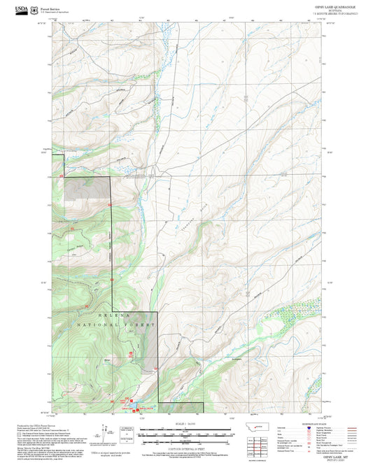 2025 Forest Service Topo Map of Gipsy Lake Montana