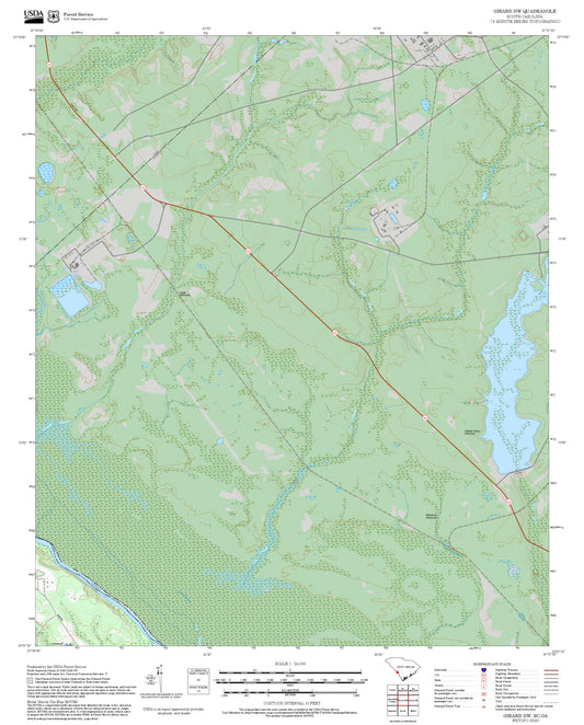 2025 Forest Service Topo Map of Girard NW South Carolina