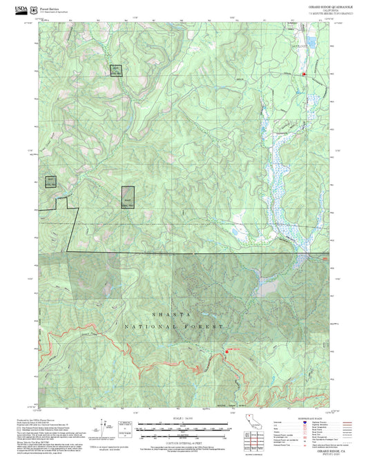 2025 Forest Service Topo Map of Girard Ridge California