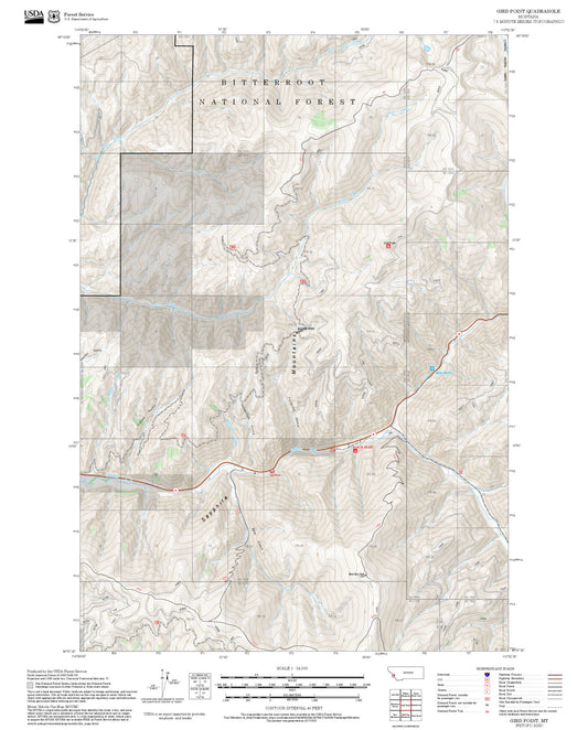 2025 Forest Service Topo Map of Gird Point Montana