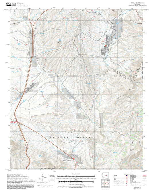 2025 Forest Service Topo Map of Gisela Arizona