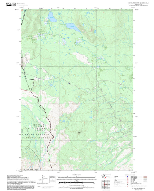 2025 Forest Service Topo Map of Glaciate Butte Washington