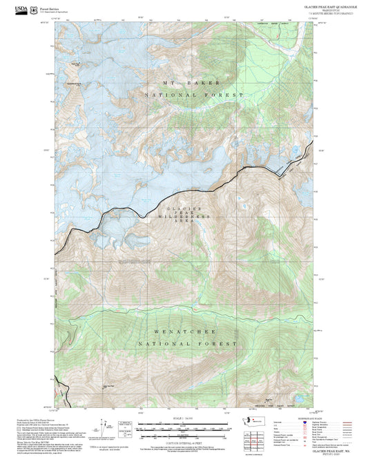 2025 Forest Service Topo Map of Glacier Peak East Washington