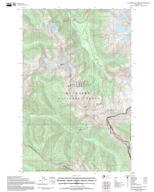 2025 Forest Service Topo Map of Glacier Peak West Washington