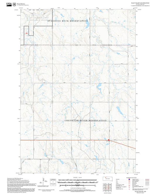 2025 Forest Service Topo Map of Glad Valley South Dakota