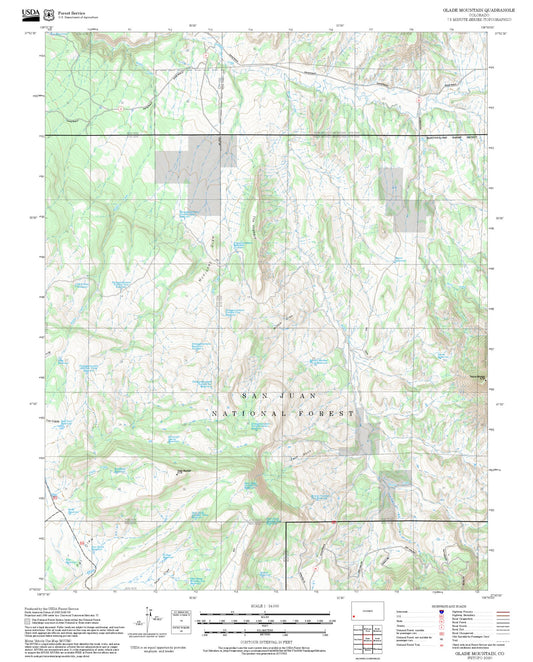 2025 Forest Service Topo Map of Glade Mountain Colorado