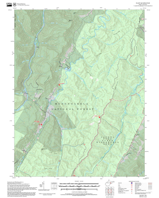 2025 Forest Service Topo Map of Glady West Virginia