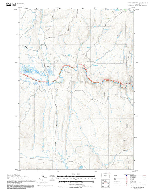 2025 Forest Service Topo Map of Glasgow Butte Oregon