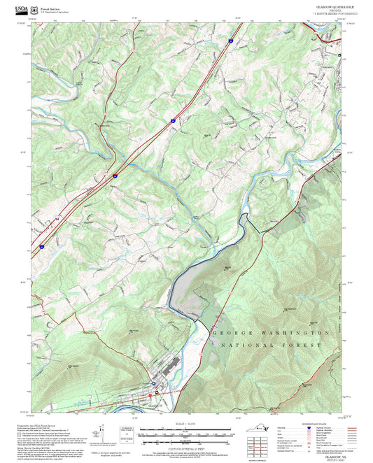 2025 Forest Service Topo Map of Glasgow Virginia