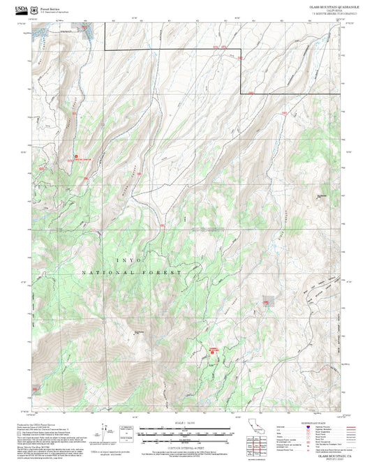 2025 Forest Service Topo Map of Glass Mountain California
