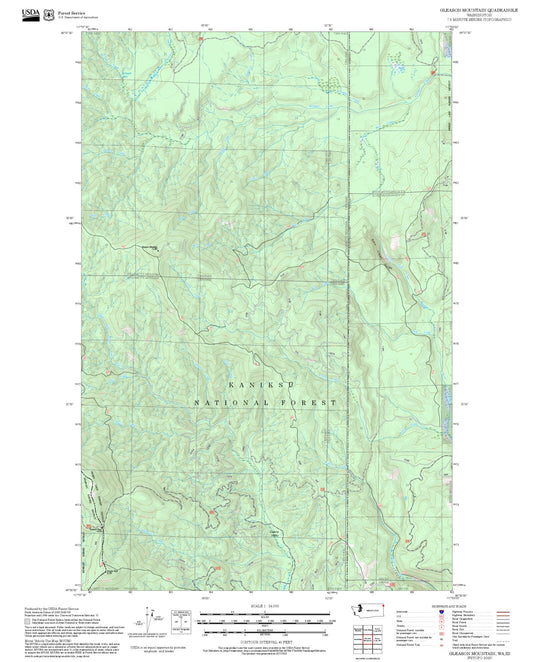 2025 Forest Service Topo Map of Gleason Mountain Washington