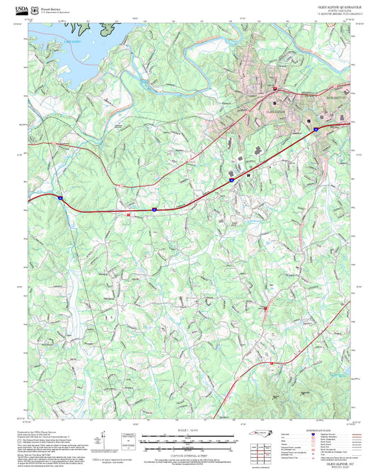 2025 Forest Service Topo Map of Glen Alpine North Carolina