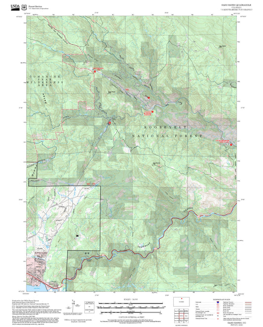 2025 Forest Service Topo Map of Glen Haven Colorado