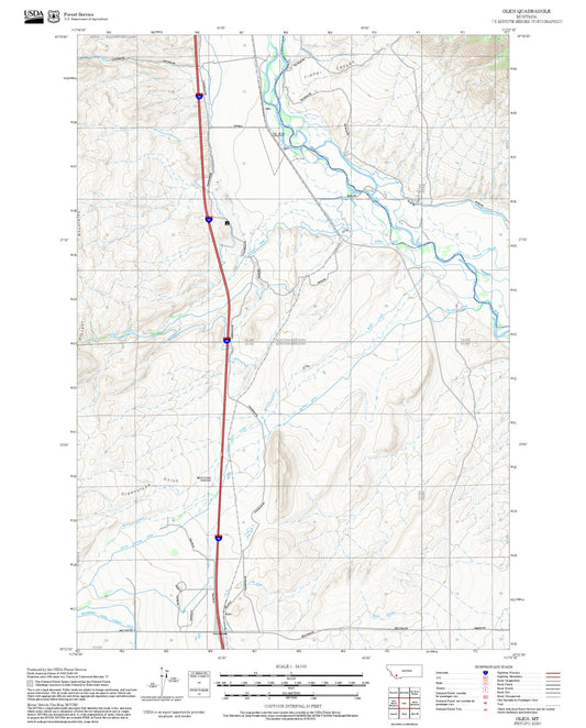 2025 Forest Service Topo Map of Glen Montana
