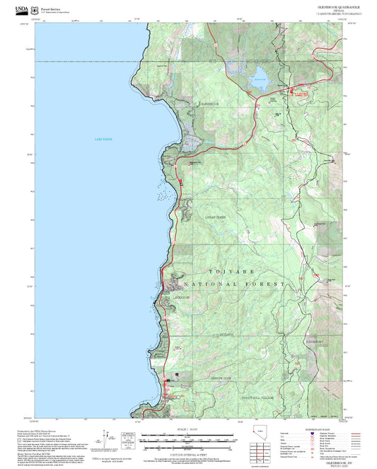 2025 Forest Service Topo Map of Glenbrook Nevada