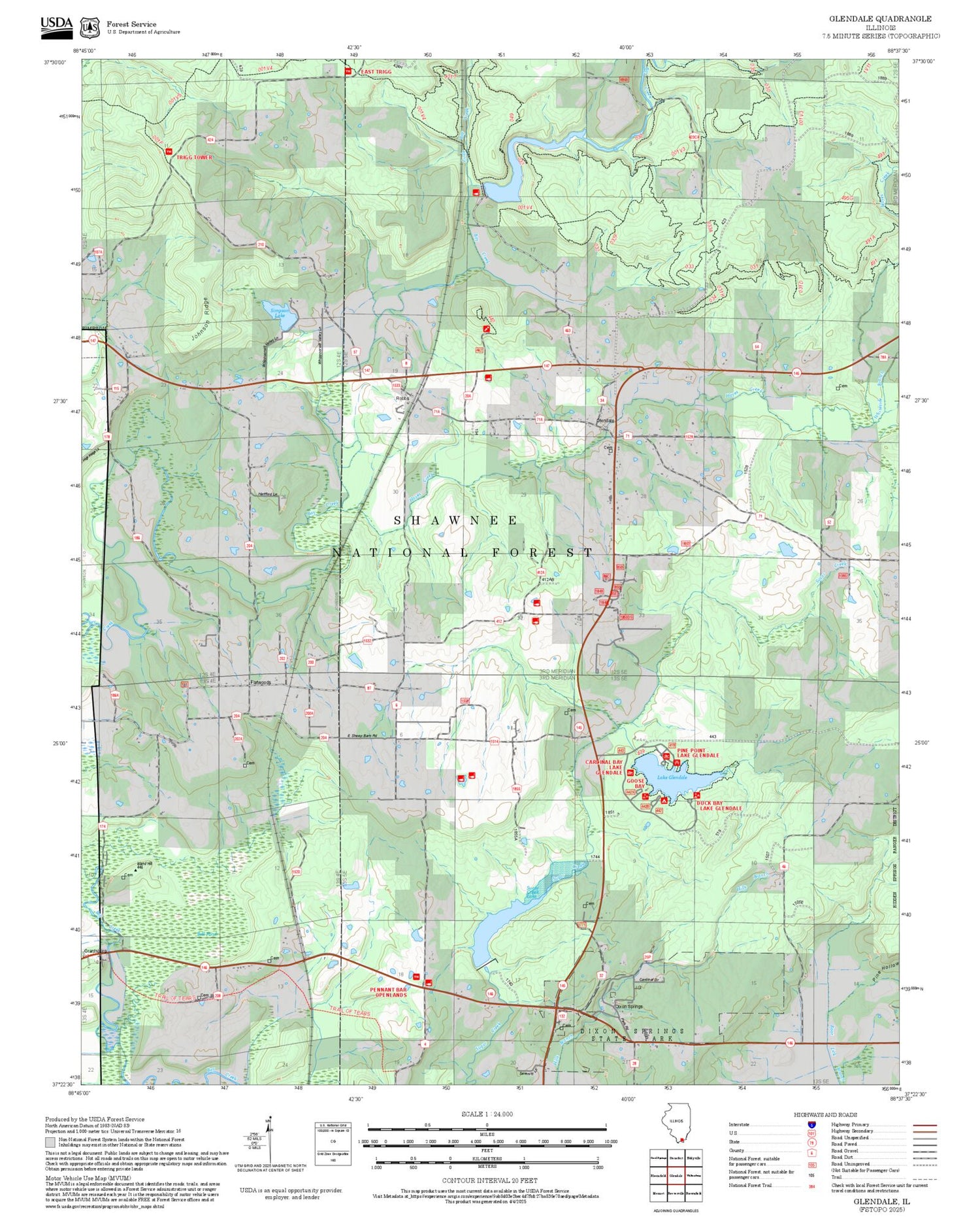 2025 Forest Service Topo Map of Glendale Illinois