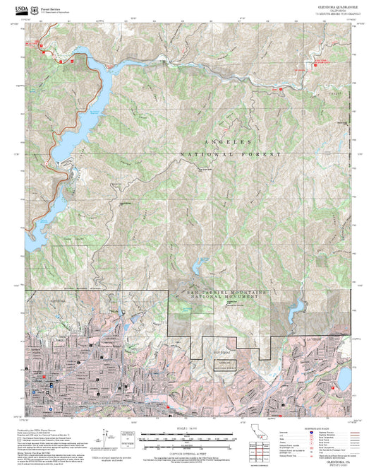 2025 Forest Service Topo Map of Glendora California
