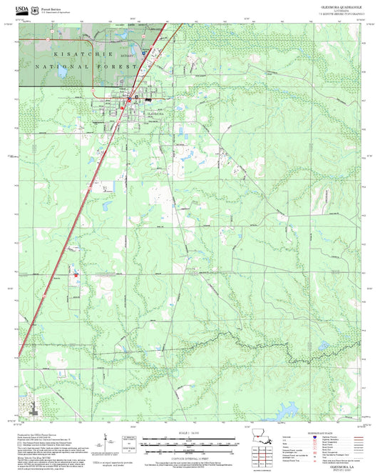 2025 Forest Service Topo Map of Glenmora Louisiana