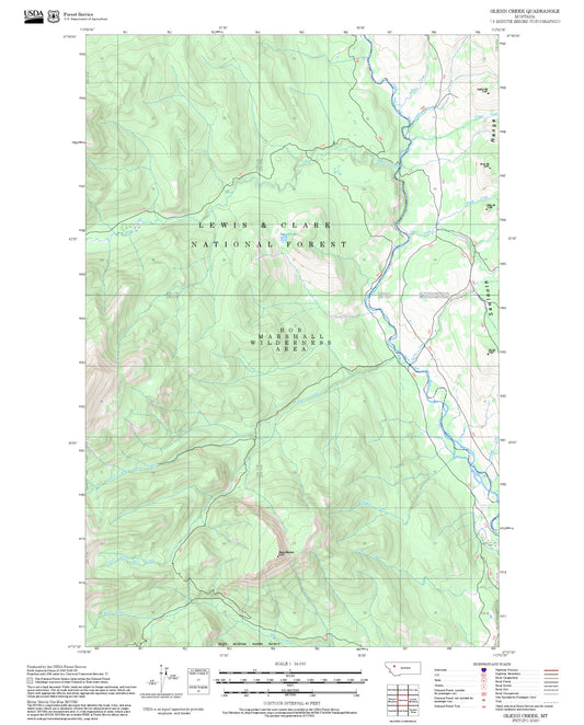 2025 Forest Service Topo Map of Glenn Creek Montana